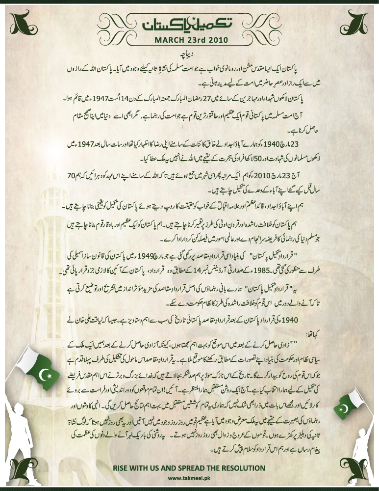 Pakistan resolution essay